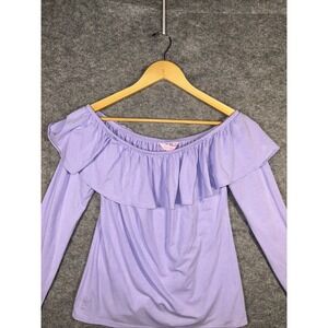 Lilly Pulitzer Augustus Off Shoulder Top Women's‎  Small Purple Lilac Verbena